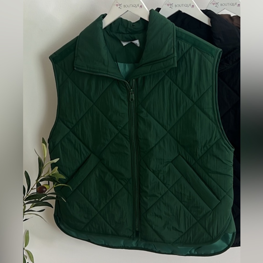 Dark Green Quilted Vest
